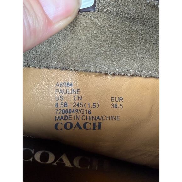 COACH Womens Taupe Bootie Pauline Size 8.5 Leather Ankle Boots Suede Strappy - Picture 10 of 11